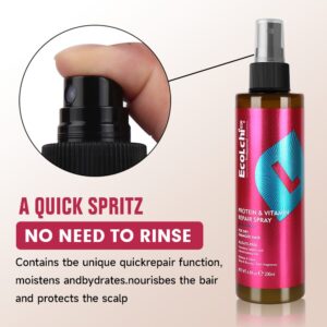 مرطب الشعر العضوي EcoLchi 1 Minute Hair Protein بزيت الأرغان وفيتامين الكيراتين وبلسم يُترك على الشعر مع بخاخ حراري (1)_1