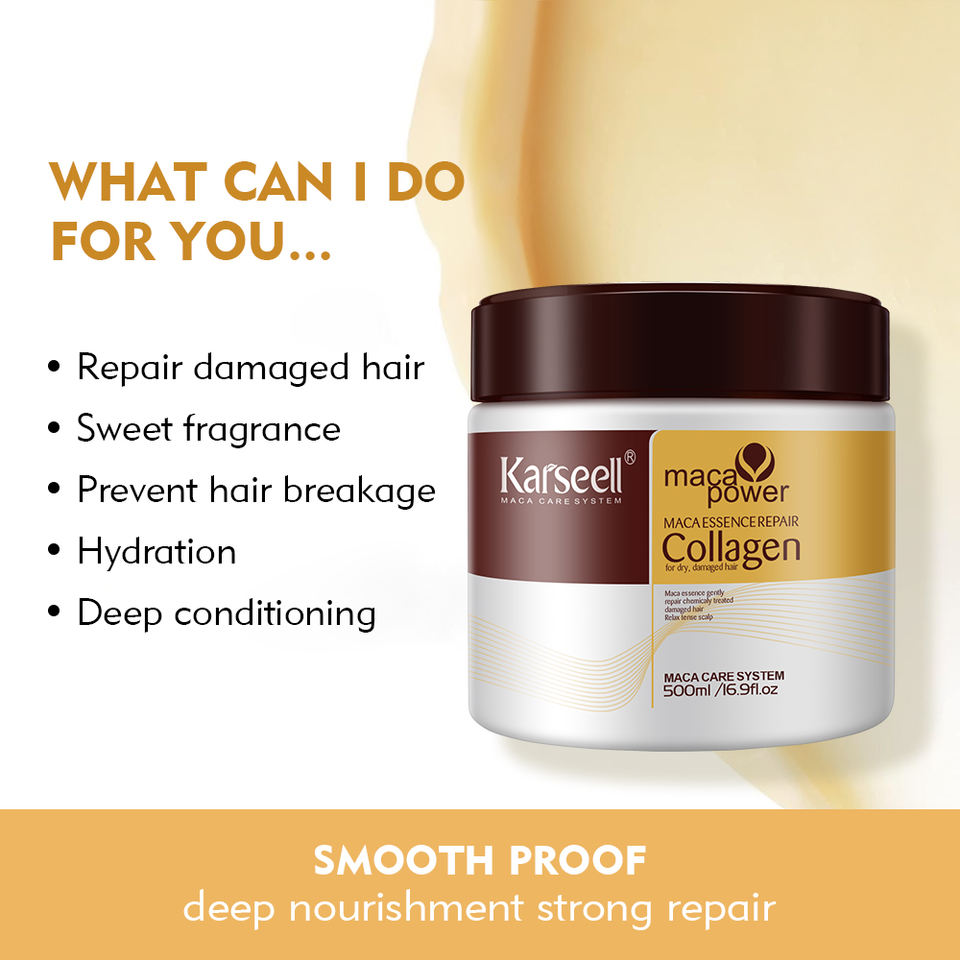 Karseell Maca Collagen Hair Mask 5 key benefits - repair sweet fragrance prevent breakage hydration deep conditioning