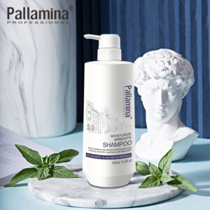 Pallamina Professional moisturize smooth shampoo 400ml pump bottle on marble base