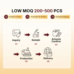 proses pesanan oem moq rendah 200 500 pcs