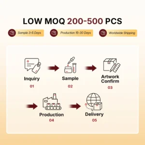 low moq 200 500 pcs oem order process